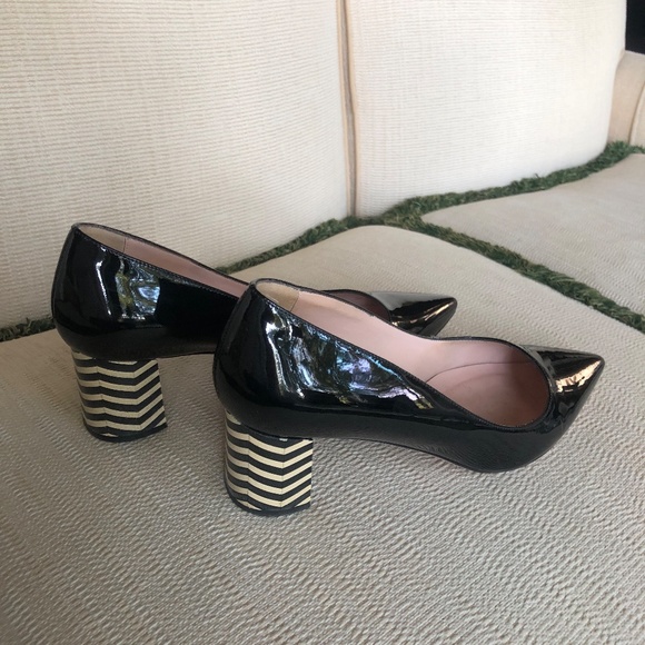 Kate Spade Black Patent shoes with black/white 2" heel. Size 7.5 M  Original box - Picture 8 of 12